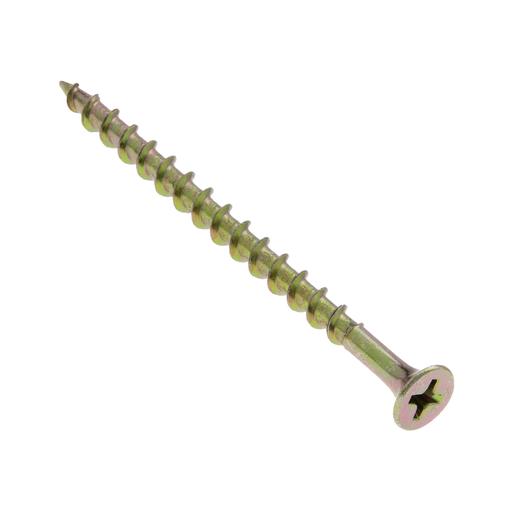 6 x 1-1/4 in. Flat Head Phillips Deck Screws - Steel Yellow Zinc - Coarse Threads - 100qty