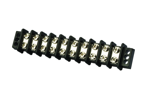 Product image for NSI TB3096-10 600 Volt 30 Amp #8 Stud Black Glass Filled Polyester 10-Circuit Double Row Terminal Block