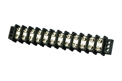 Product image for NSI TB3096-12 600 Volt 30 Amp #8 Stud Black Glass Filled Polyester 12-Circuit Double Row Terminal Block
