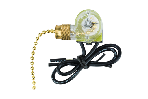 Product image for NSI 75101CW 6 Amp at 125 VAC 3 Amp at 250 VAC Brass On-Off SPST Pull Chain Switch with Cord