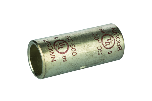 Product image for NSI SC-500 500 MCM Brown Tinned Copper Standard Barrel 2-Conductor Compression Splice