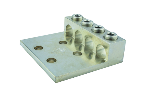 Product image for NSI 4-600L4 1/2 Inch 2 AWG to 600 MCM Tinned Aluminum 4-Conductor Panelboard Lug