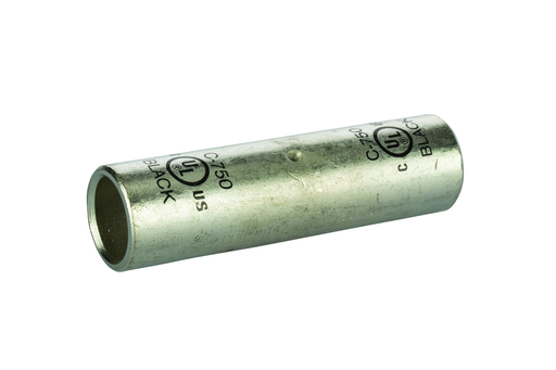 Product image for NSI C-750 750 MCM Black Tinned Copper Long Barrel 2-Conductor Compression Splice