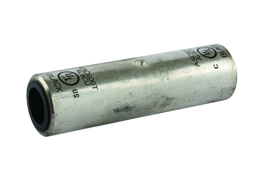 Product image for NSI ASC600T 600 MCM Black Tinned Aluminum Standard Barrel 2-Conductor Dual Rated Compression Splice