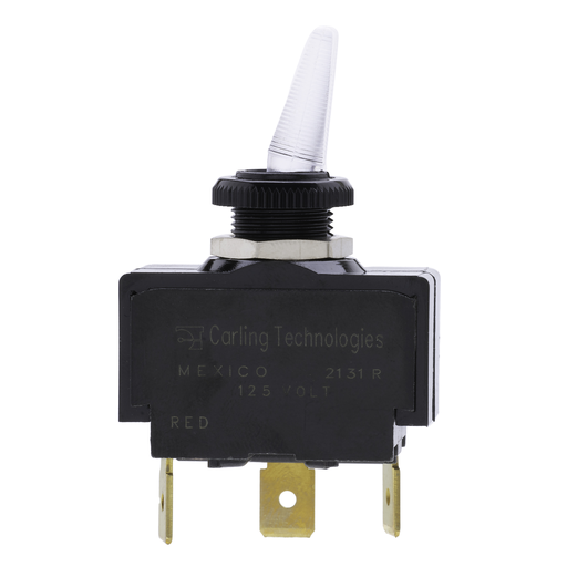 Product image for NSI 78040TQ 15 Amp at 125 VAC 10 Amp at 250 VAC Red Polycarbonate On-Off SPST Maintained Flat Toggle Switch