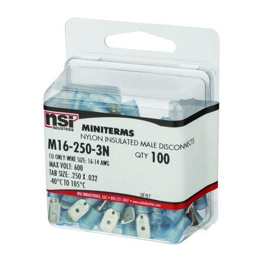 Product image for NSI M16-250-3N 16-14 Vinyl Male Dis