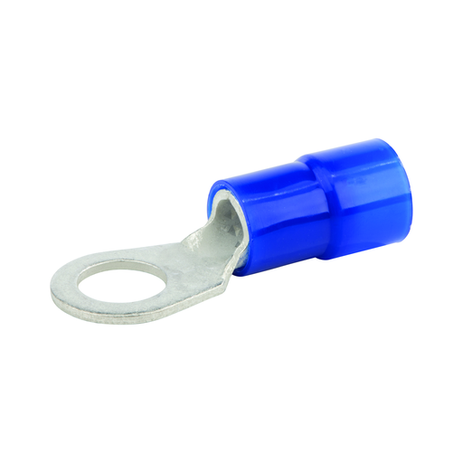 Product image for NSI R6-38N 3/8 Inch 6 AWG Blue Nylon 1-Hole Insulated Ring Terminal