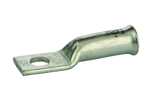 Product image for NSI L2038B 3/8 Inch 2/0 AWG Black Copper Belled End Long Barrel 1-Hole Compression Lug