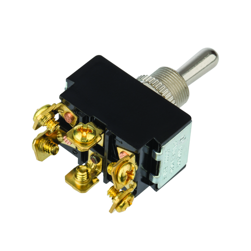 Product image for NSI 78230TS 20 Amp at 125 VAC 10 Amp at 250 VAC Brass/Nickel On-Off-On DPDT Bat Toggle Switch