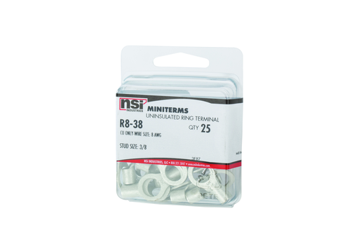 Product image for NSI R8-38 #8 Bare Ring 3/8" Stud