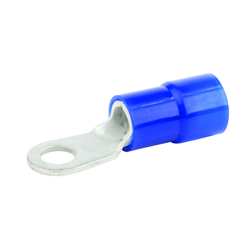 Product image for NSI R6-14N 1/4 Inch 6 AWG Blue Nylon 1-Hole Insulated Ring Terminal