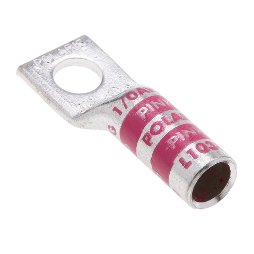 Product image for NSI L1038 3/8 Inch 1/0 AWG Pink Copper Long Barrel 1-Hole Compression Lug