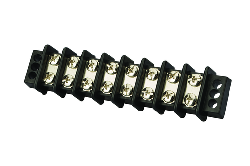 Product image for NSI TB3096-8 600 Volt 30 Amp #8 Stud Black Glass Filled Polyester 8-Circuit Double Row Terminal Block