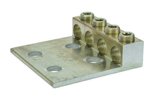 Product image for NSI 4-350L4 1/2 Inch 6 AWG to 350 MCM Tinned Aluminum 4-Conductor Panelboard Lug