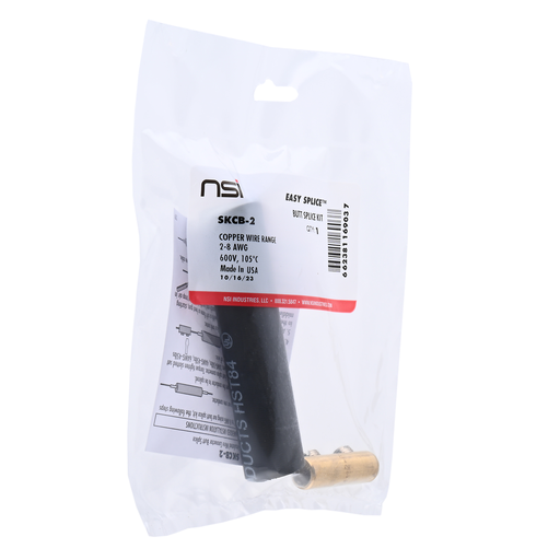 Product image for NSI SKCB-2 8 to 2 AWG Black Copper Direct Burial Butt Splice Kit with Heat Shrink