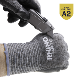 NSI GLV-400L 13GA GREY HPPE SHELL, ANSI CUT LEVEL A2, ISO CUT LEVEL B, BLACK PU PALM COATING, SIZE LARGE