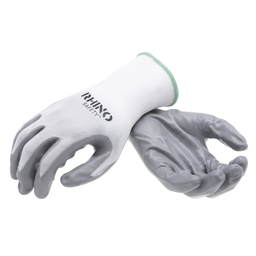 NSI GLV-100M 13GA WHITE NYLON SHELL, GREY SMOOTH NITRILE PALM COATING, CUT RESISTANT, SIZE LARGE