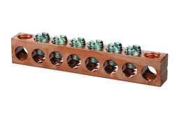 NSI 4C-14-818 14 to 4 AWG Copper 6-Circuit 8-Hole Neutral Bar and Grounding Multiple Connector