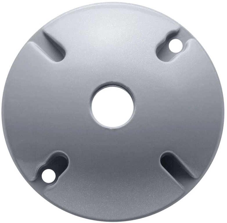 Product image for RAB C100 4-1/2 Inch 1-Hole Round Silver Gray Die-Cast Aluminum Weatherproof Cover