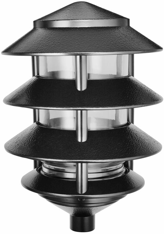 Product image for RAB LL22B 4-Tier 100 W 120 Volt 6 Inch Black Die-Cast Aluminum Incandescent Landscape Lawn Light Fixture
