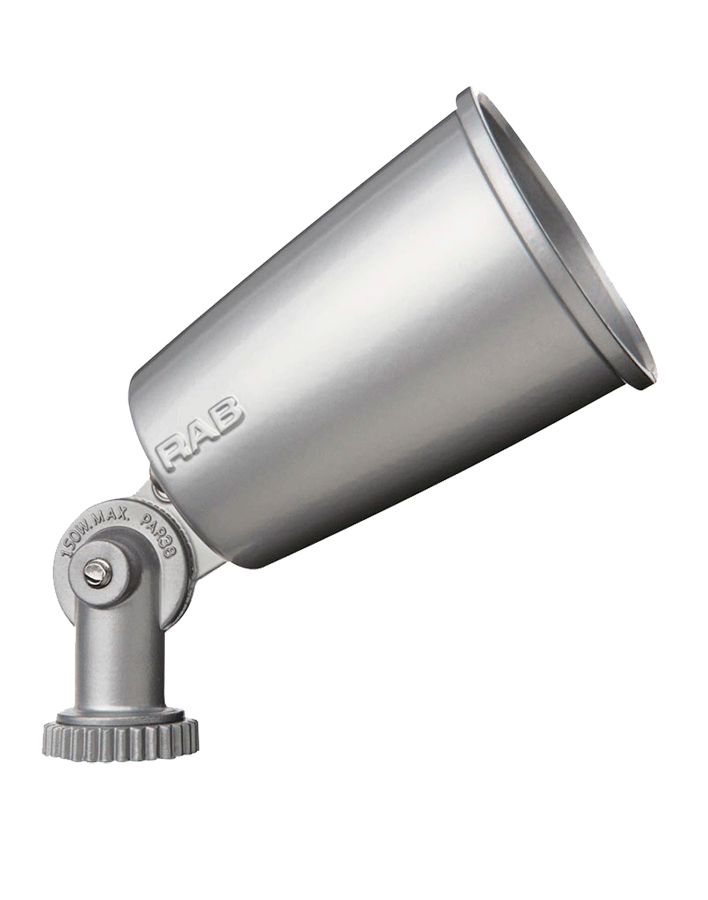Product image for RAB R90S 150 W 2-1/4 x 4-3/16 Inch Silver Gray Die-Cast Aluminum Incandescent Floodlight Fixture