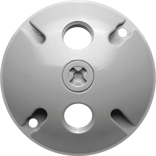 Product image for RAB C103 4-1/2 Inch 3-Hole Round Silver Gray Die-Cast Aluminum Weatherproof Cover