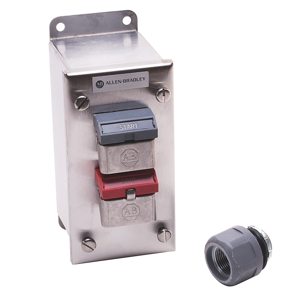 Product image for Allen-Bradley 800H-2HA4TL Stainless Steel Type 4/4X/13 with Two Push Buttons Assembled Station