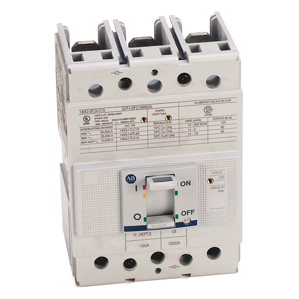 Product image for Allen-Bradley 140G-I2C3-D20 200 Amp I-Frame 25 kA Thermal Magnetic Molded Case Circuit Breaker