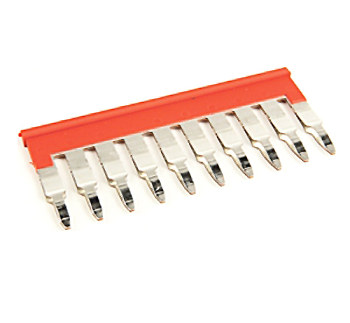 Product image for Allen-Bradley 1492-CJLJ6-10-R 10-Pole Plug-In Red Screwless Center Jumper