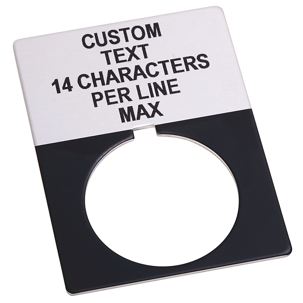 Product image for Allen Bradley 800T-X559JE 30.5 mm NEMA 4/13 Gray Aluminum Custom Text Jumbo Push Button Legend Plate