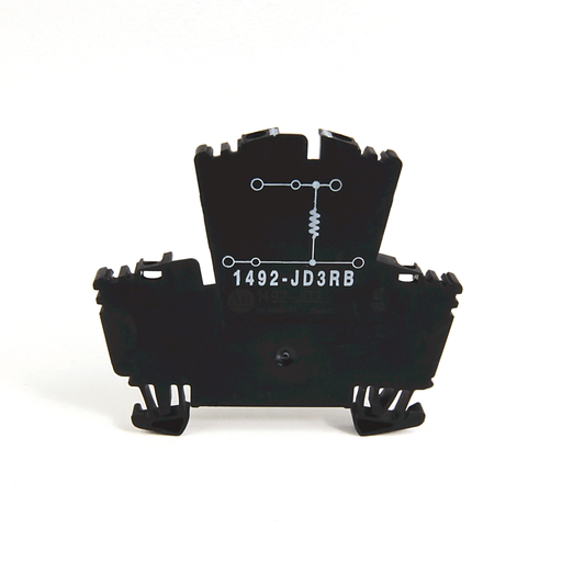 IEC 2-CKT FEED-THROUGH BLK,RESISTOR,4MM, 1492-JD3RB102