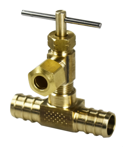 VALVE ICEMAKER TEE 1/2 PEX X 1/4 OD COMP NO LEAD