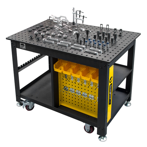Rhino Cart® Mobile Fixturing Station. Package includes: 48" x 30" Welding Table, 66 pc. Fixturing Kit