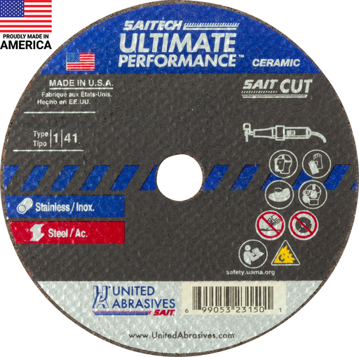 23165 Saitech Ultimate Performance™ Thin High Speed Cut-Off Wheels 4" x 1/16" x 3/8", 5-Pack