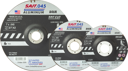 23320 A46N Aluminum Cut-Off Wheels (Type 27/Type 42 Depressed Center) 4-1/2" x .045" x 5/8"-11, 10-Pack