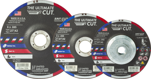 23321 The Ultimate Cut™ Premium Performance Cut-Off Wheels (Type 27/Type 42 Depressed Center) 4-1/2" x .045" x 5/8"-11, 10-Pack