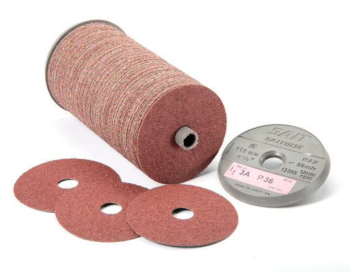 52891 3A Aluminum Oxide with Grinding Aid High Performance Fiber Disc for Stainless and Aluminum, 4-1/2" x 7/8", 50 Grit, 100-Pack