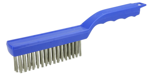Hand Wire Scratch Brush, .012 Stainless Steel Fill, 4 x 16 Rows, Plastic Block