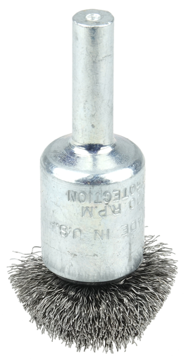 1" Circular Flared Crimped Wire End Brush, .008" Steel Fill