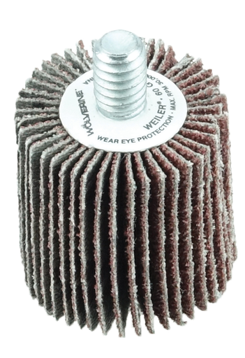 1" x 1" x 60AO Wolverine Coated Abrasive Flap Wheel, 1/4-20 Threaded Stem