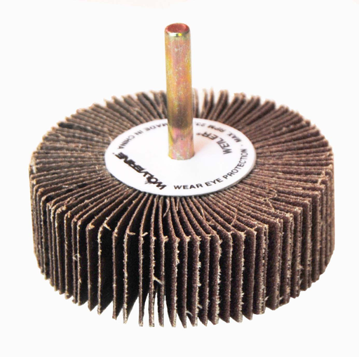 3" x 1" x 40AO Wolverine Coated Abrasive Flap Wheels, 1/4" Stem