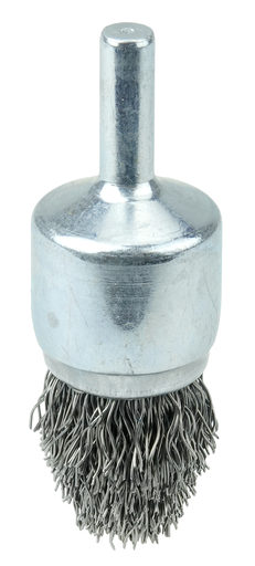 3/4" Controlled Flare Crimped Wire End Brush, .014" Steel Fill
