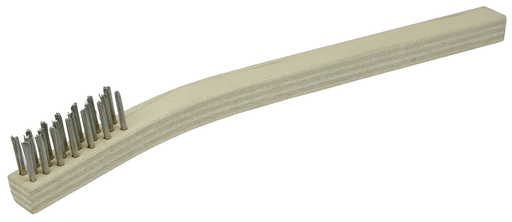 Small Hand Wire Scratch Brush, Stainless Steel Fill, Wood Block, 3 x 7 Rows