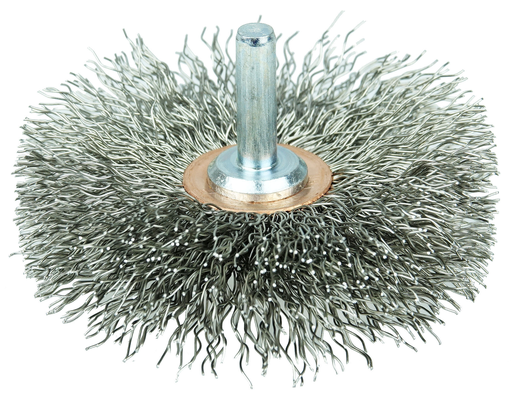 3" Narrow Face Stem-Mounted Crimped Wire Wheel, .014" Steel Fill, 1/4" Stem
