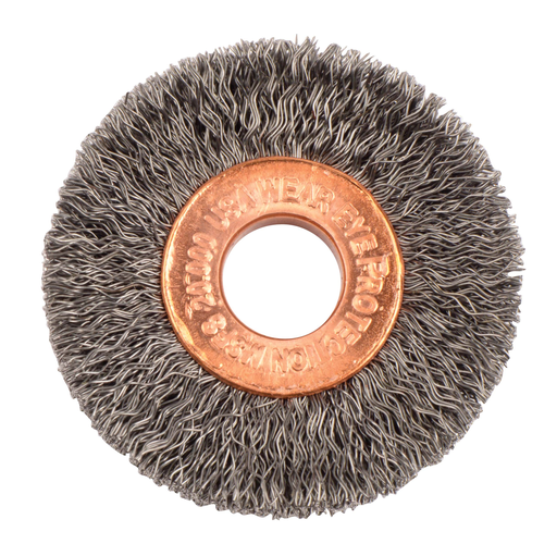 1-1/2" Small Diameter Crimped Wire Wheel, .0104" Steel Fill, 3/8" Arbor Hole
