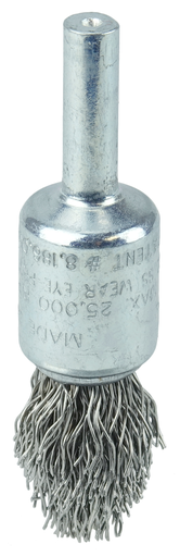 1/2" Controlled Flare Crimped Wire End Brush, .014" Stainless Steel Fill