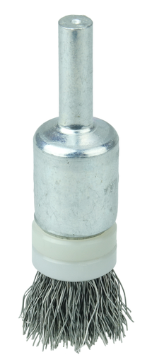 1/2" Banded Crimped Wire End Brush, .006" Stainless Steel Fill
