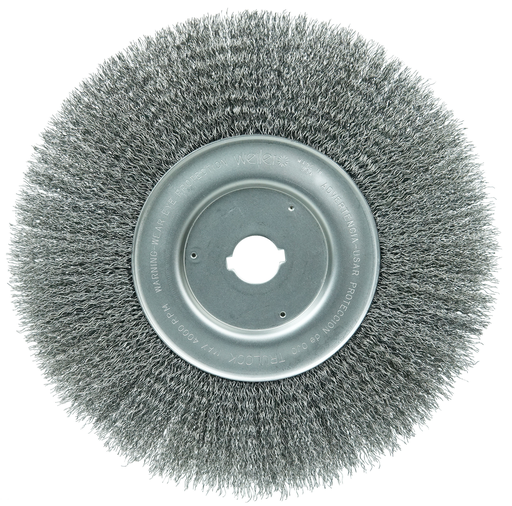 10" Narrow Face Crimped Wire Wheel, .014" Steel Fill, 1" Arbor Hole