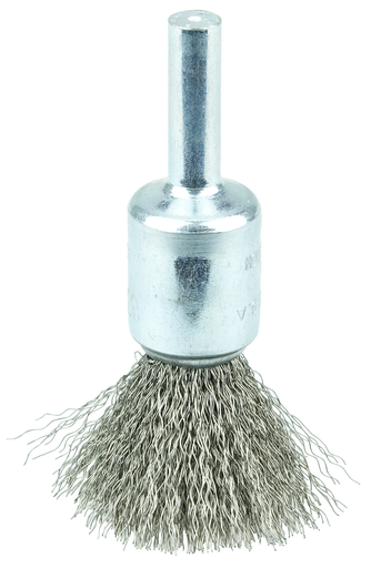 1/2" Crimped Wire End Brush, .0104" Stainless Steel Fill