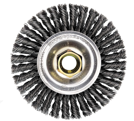 ROUGHNECK MAX 4" Stringer Bead Wire Wheel, .020" Steel Fill, 5/8"-11 UNC Nut